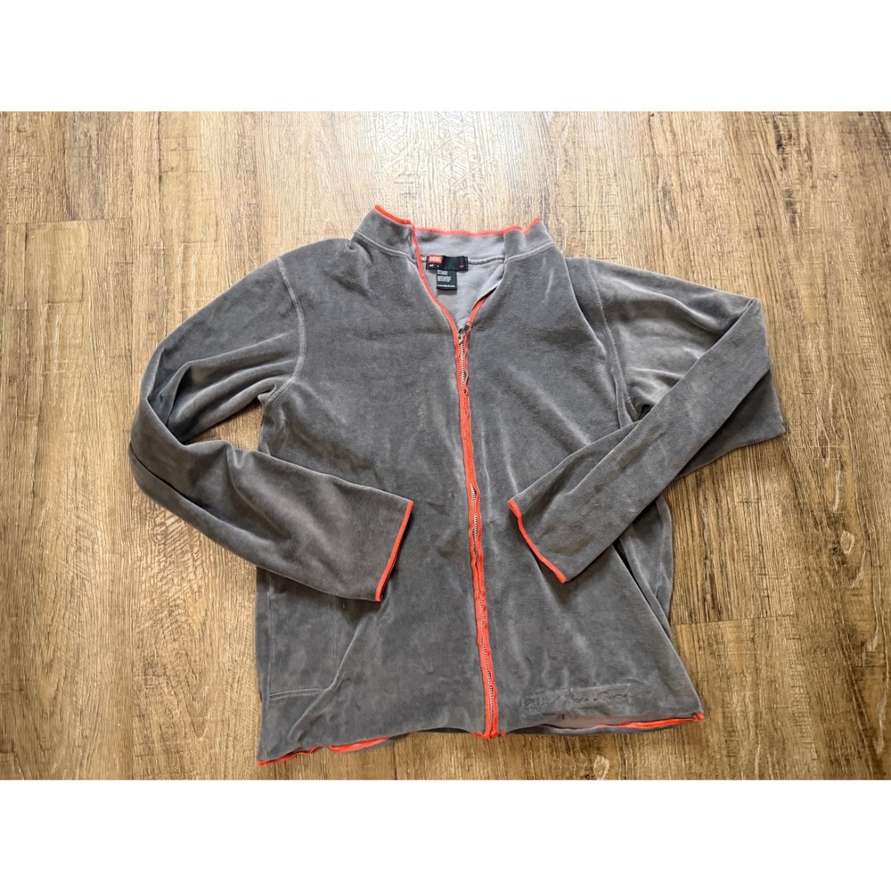 diesel mens velour full zip jacket gray orange made in italy size l